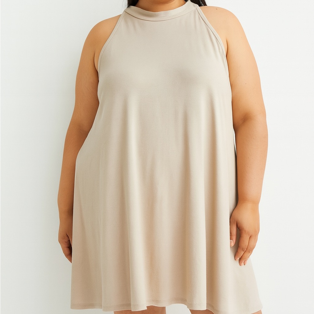 Cato Sleeveless Beige Dress XL ~21” PTP 100% Polyester